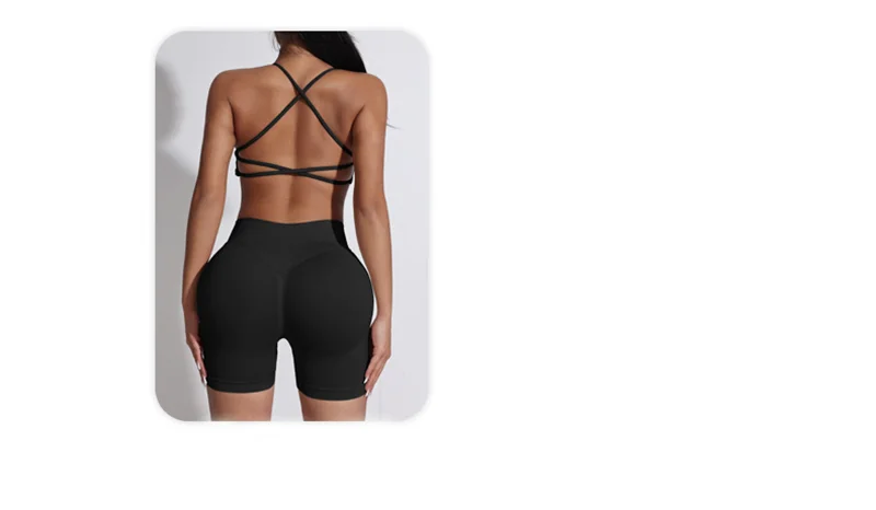 Yoga Set Workout Sets Women Tracksuit Gym Push Up Fitness Running Workout Sportswear Back Cross Sport Bra Leggings Shorts Suit