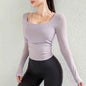 Yoga clothes for women, autumn and winter sports tops with chest pads, slim fit and slimming, running long sleeves, Pilates trai