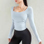 Yoga clothes for women, autumn and winter sports tops with chest pads, slim fit and slimming, running long sleeves, Pilates trai