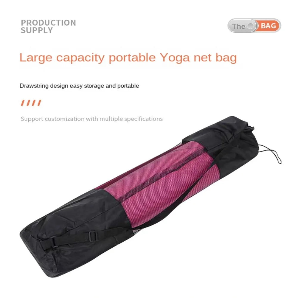 Yoga Mat Bag Portable Breathable Sports Bag with Adjustable Shoulder Straps Carry Mesh Storage Bag Fits Most Yoga Mats Black