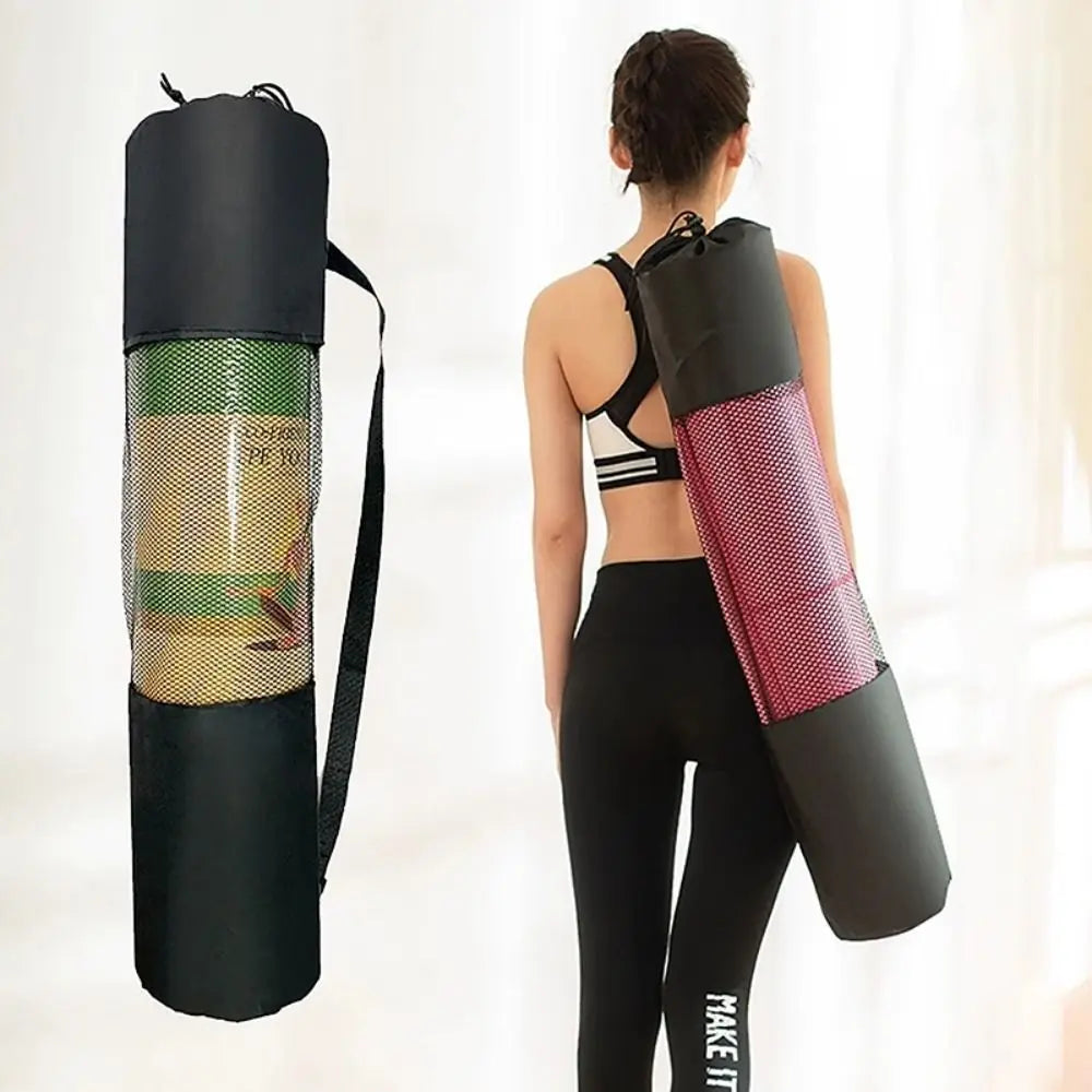 Yoga Mat Bag Portable Breathable Sports Bag with Adjustable Shoulder Straps Carry Mesh Storage Bag Fits Most Yoga Mats Black