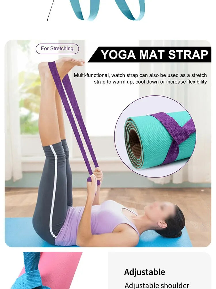 Portable Yoga Mat Strap Belts Adjustable Storage Ties Sports Sling Shoulder Carry Strap Belt Exercise Stretch Fitness Equiment