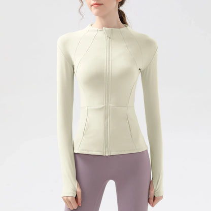 New yoga clothes for women, long sleeved running, fitness, slimming, versatile yoga jackets, training sports tops, jackets
