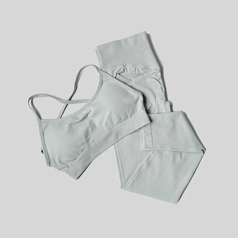 Yoga Set Workout Sets Women Tracksuit Gym Push Up Fitness Running Workout Sportswear Back Cross Sport Bra Leggings Shorts Suit