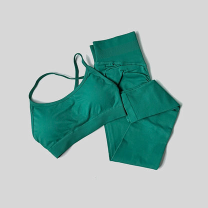 Yoga Set Workout Sets Women Tracksuit Gym Push Up Fitness Running Workout Sportswear Back Cross Sport Bra Leggings Shorts Suit