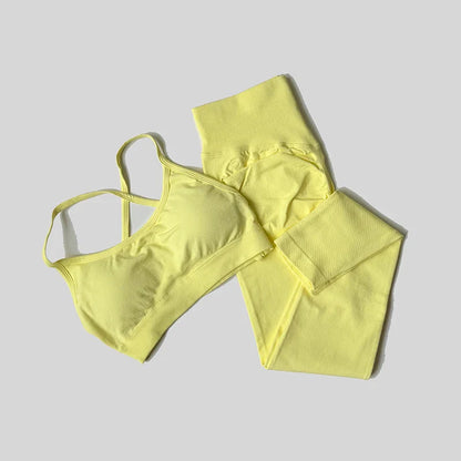 Yoga Set Workout Sets Women Tracksuit Gym Push Up Fitness Running Workout Sportswear Back Cross Sport Bra Leggings Shorts Suit