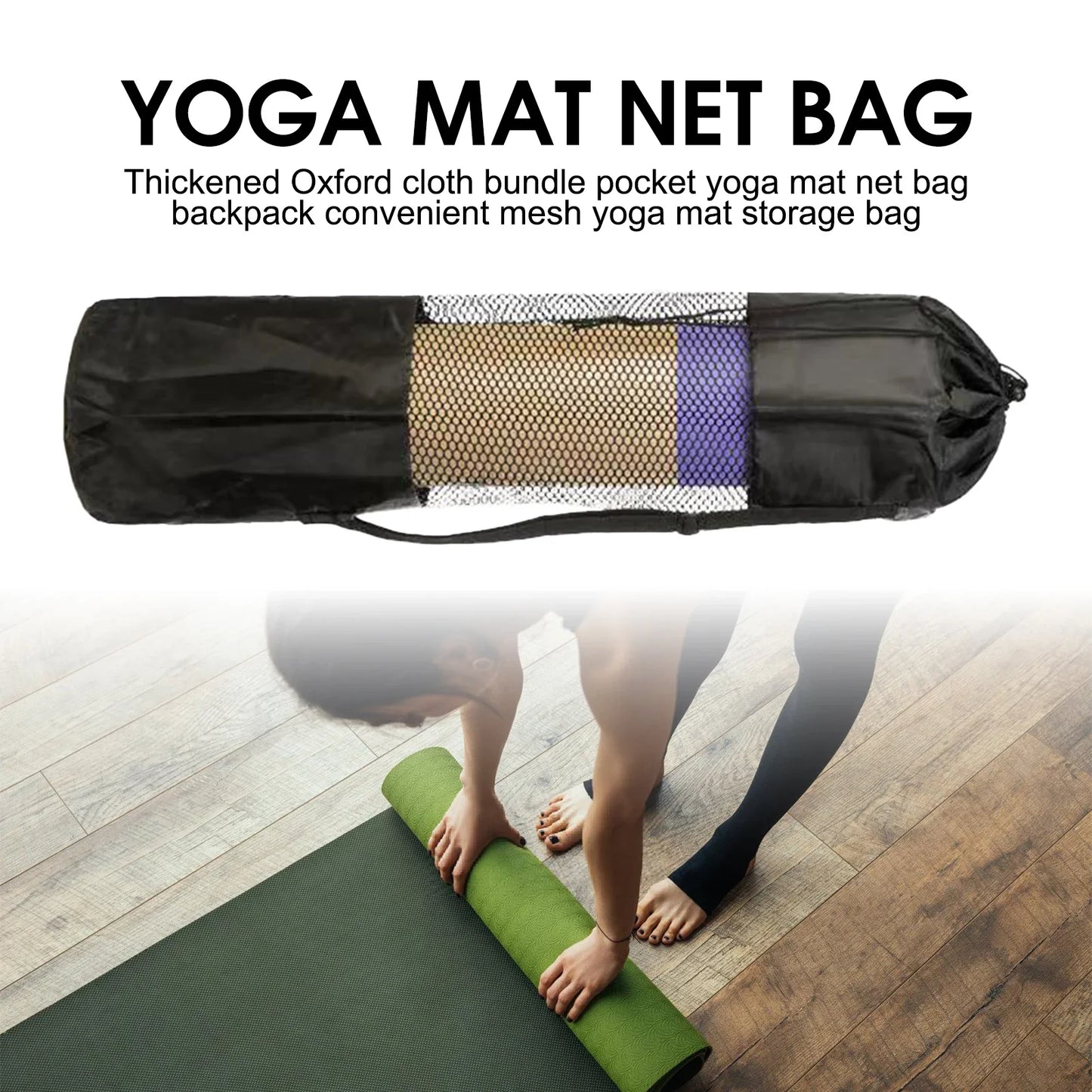 Yoga Mat Bag with Mesh Window Oxford Cloth Lightweight Waterproof for Gym Beach Travel Yoga Strap Storage