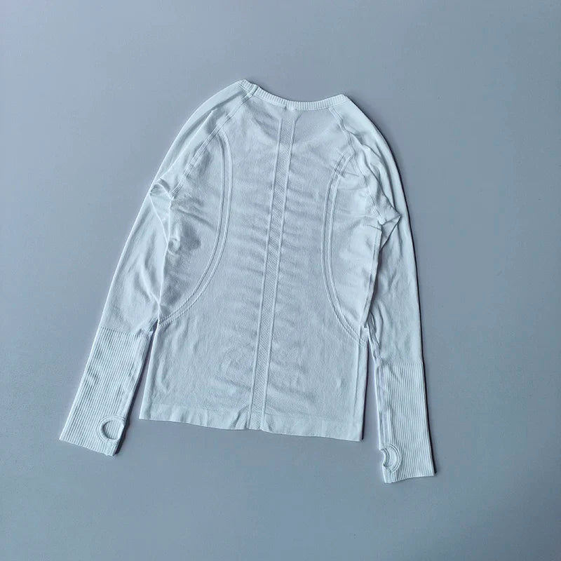 Yoga Clothes for Women, Sports Tops, Round Neck,, Seamless, Slim, Running Shirt Fitness Workout Long Sleeves Gym T shirt, Winter