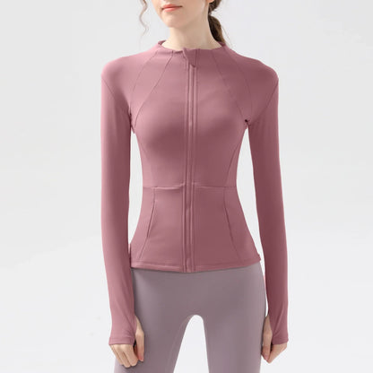 New yoga clothes for women, long sleeved running, fitness, slimming, versatile yoga jackets, training sports tops, jackets