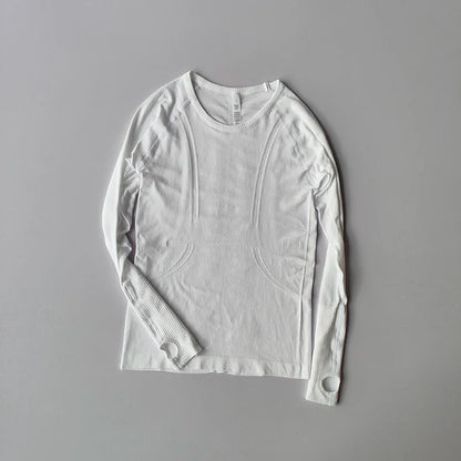 Yoga Clothes for Women, Sports Tops, Round Neck,, Seamless, Slim, Running Shirt Fitness Workout Long Sleeves Gym T shirt, Winter