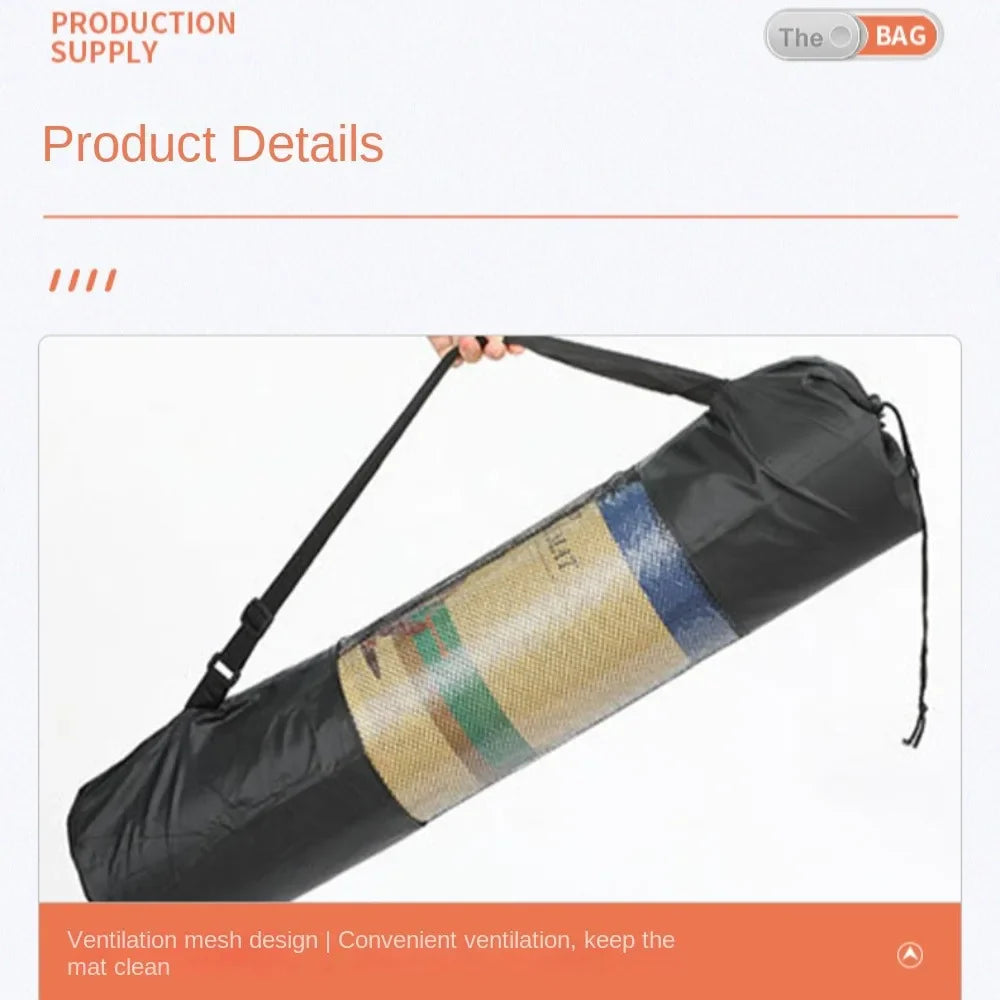 Yoga Mat Bag Portable Breathable Sports Bag with Adjustable Shoulder Straps Carry Mesh Storage Bag Fits Most Yoga Mats Black
