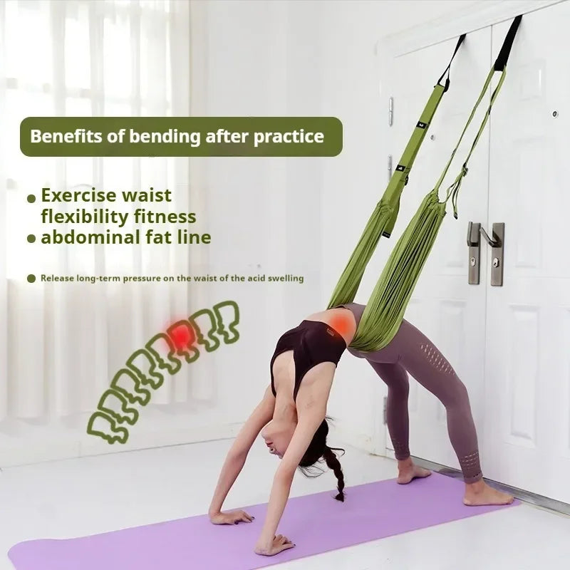 Yoga Aerial Silk Set Woman Hammock Back Legs Stretching Swing Pilates Accessories Elastic Fitness Belt Home Gym Equipment